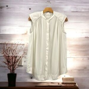 Country Road Antique White Gathered Pleat Relaxed Sleeveless Blouse Size XS